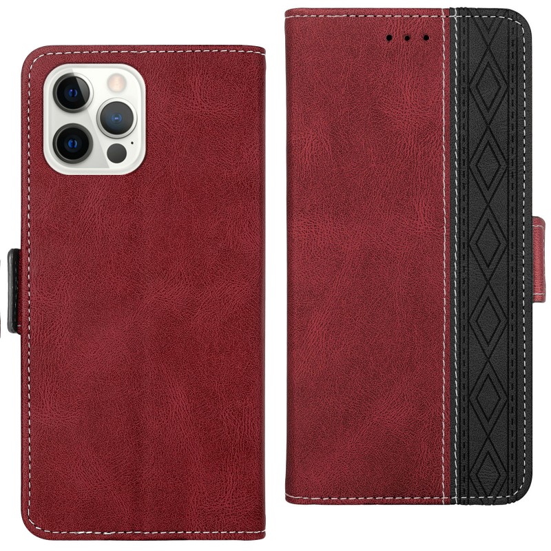 Business Splicing Mobile Phone Leather Case with Magnetic Flip Cover